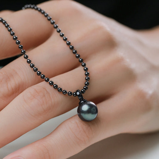 12–13mm Modern Simple Style Black Freshwater Pearl Pendant Necklace