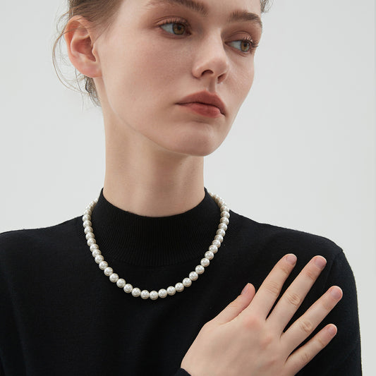 17" Princess AAAA Luxury Round White Freshwater Pearl Necklace