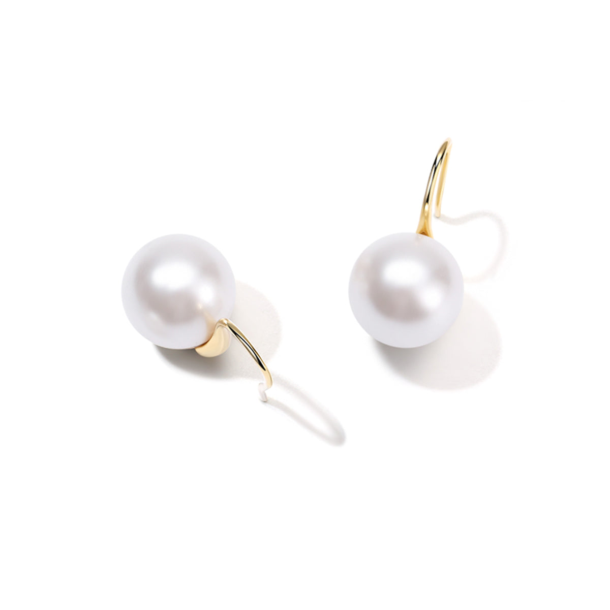 11-12mm White Freshwater Round Pearl Drop Earrings S925 Sterling Silver Hook