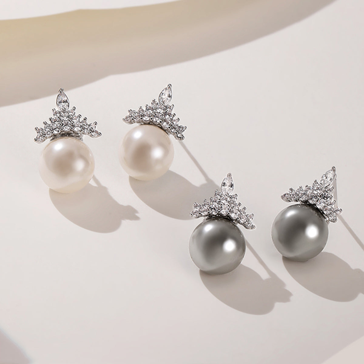 9-10mm Freshwater Pearl Drop Earrings with Crystal Crown S925 Sterling Silver