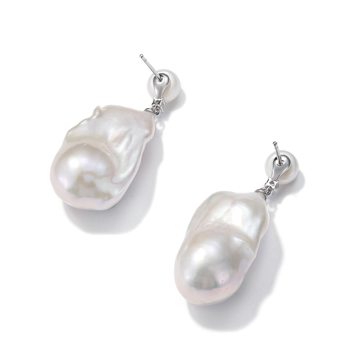 Large Baroque Freshwater Pearl Drop Earrings S925 Sterling Silver