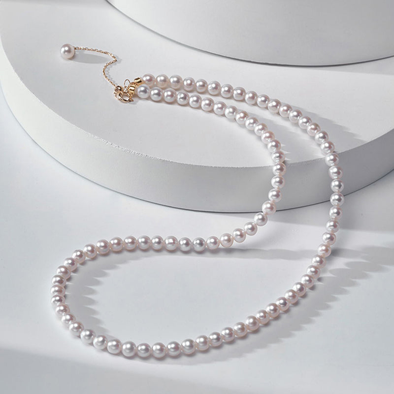 18K Gold Delicate Millet Bead Freshwater Pearl Necklace with Adjustable Chain