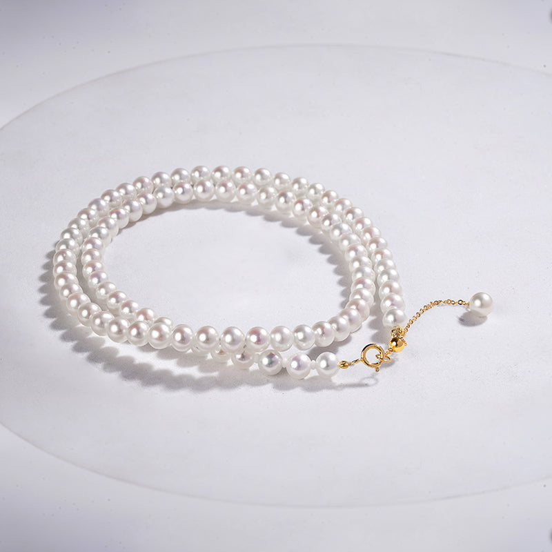 18K Gold Delicate Millet Bead Freshwater Pearl Necklace with Adjustable Chain