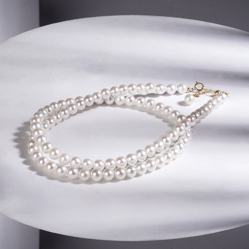 18K Gold Delicate Millet Bead Freshwater Pearl Necklace with Adjustable Chain