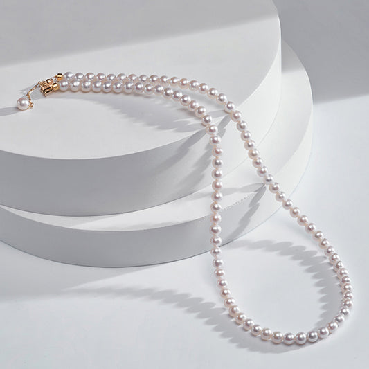 18K Gold Delicate Millet Bead Freshwater Pearl Necklace with Adjustable Chain