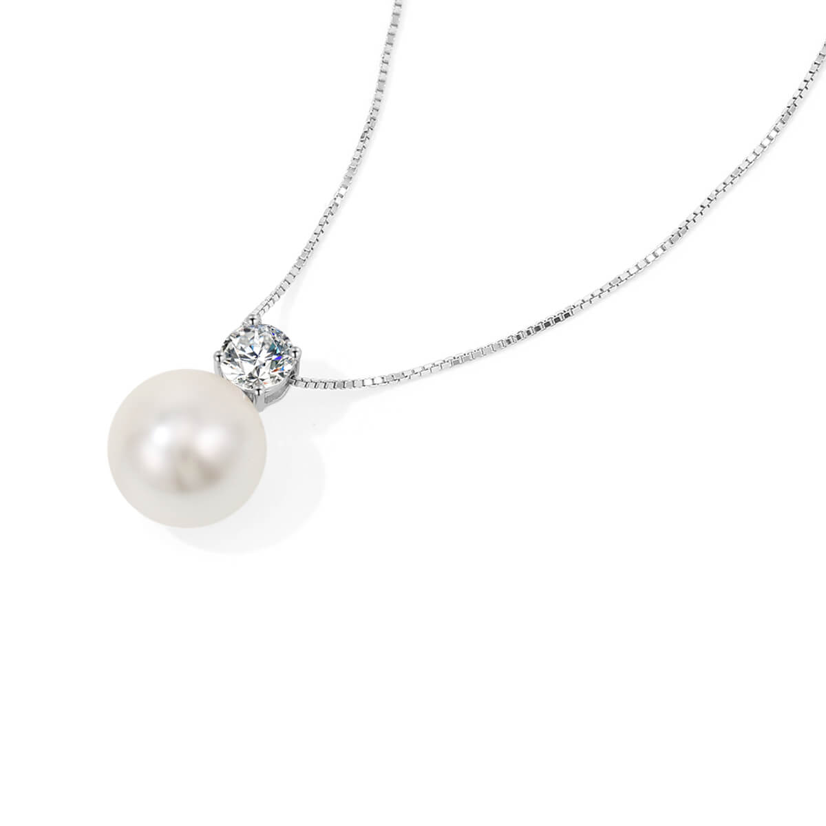 10.5-11mm AAA Natural Freshwater White Pearl 18K Gold Pendant Necklace