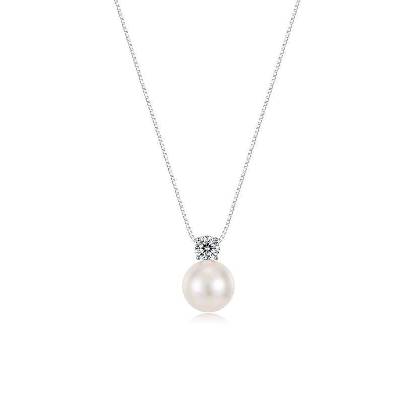 10.5-11mm AAA Natural Freshwater White Pearl 18K Gold Pendant Necklace