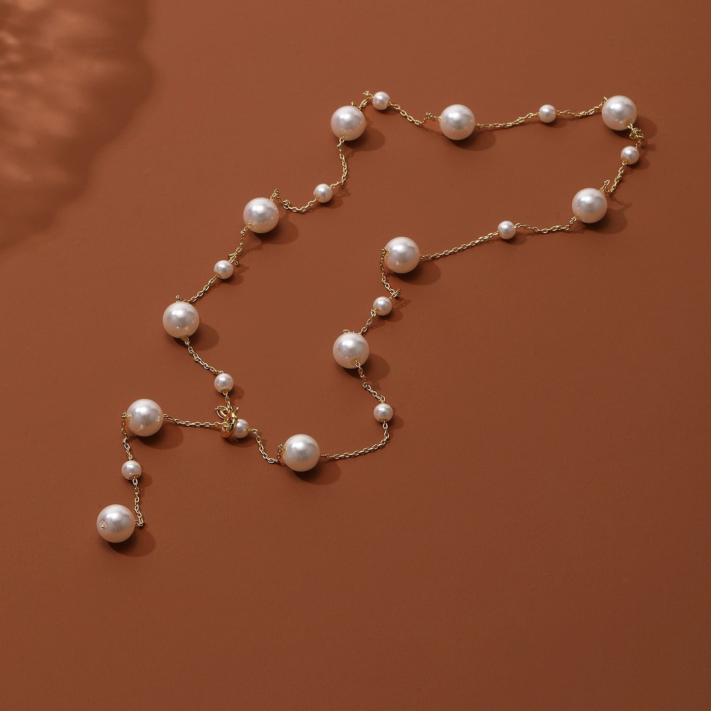 Elegant Station Freshwater Pearl Necklace 925 Sterling Silver Chain