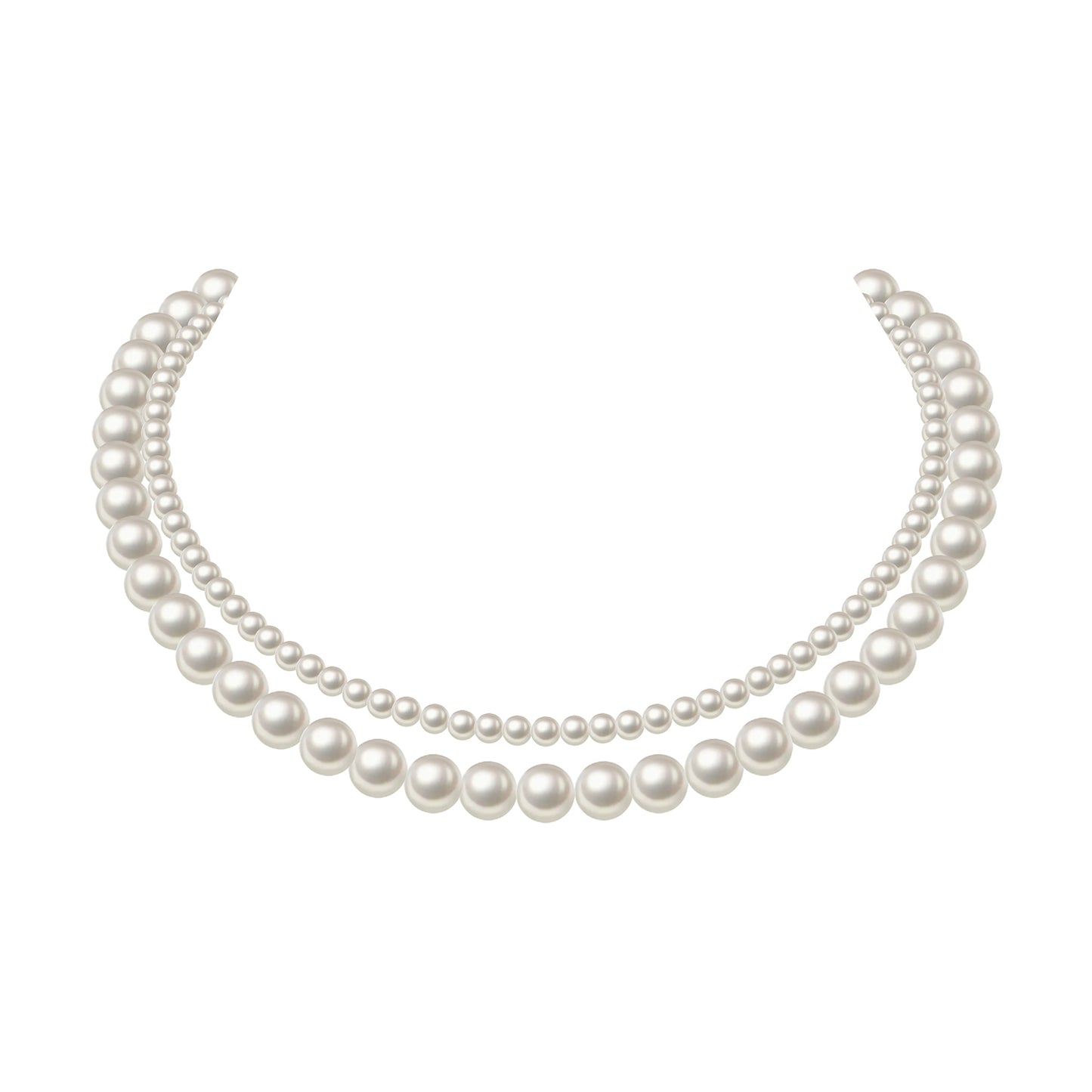 Double-Strand Freshwater Pearl Necklace with Pave Crystal Clasp