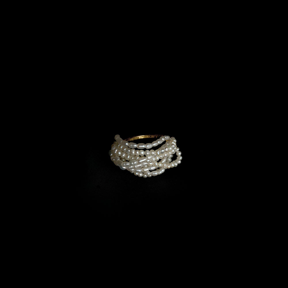 Multi-Strand Freshwater Seed Pearl Ring 14K Gold Band