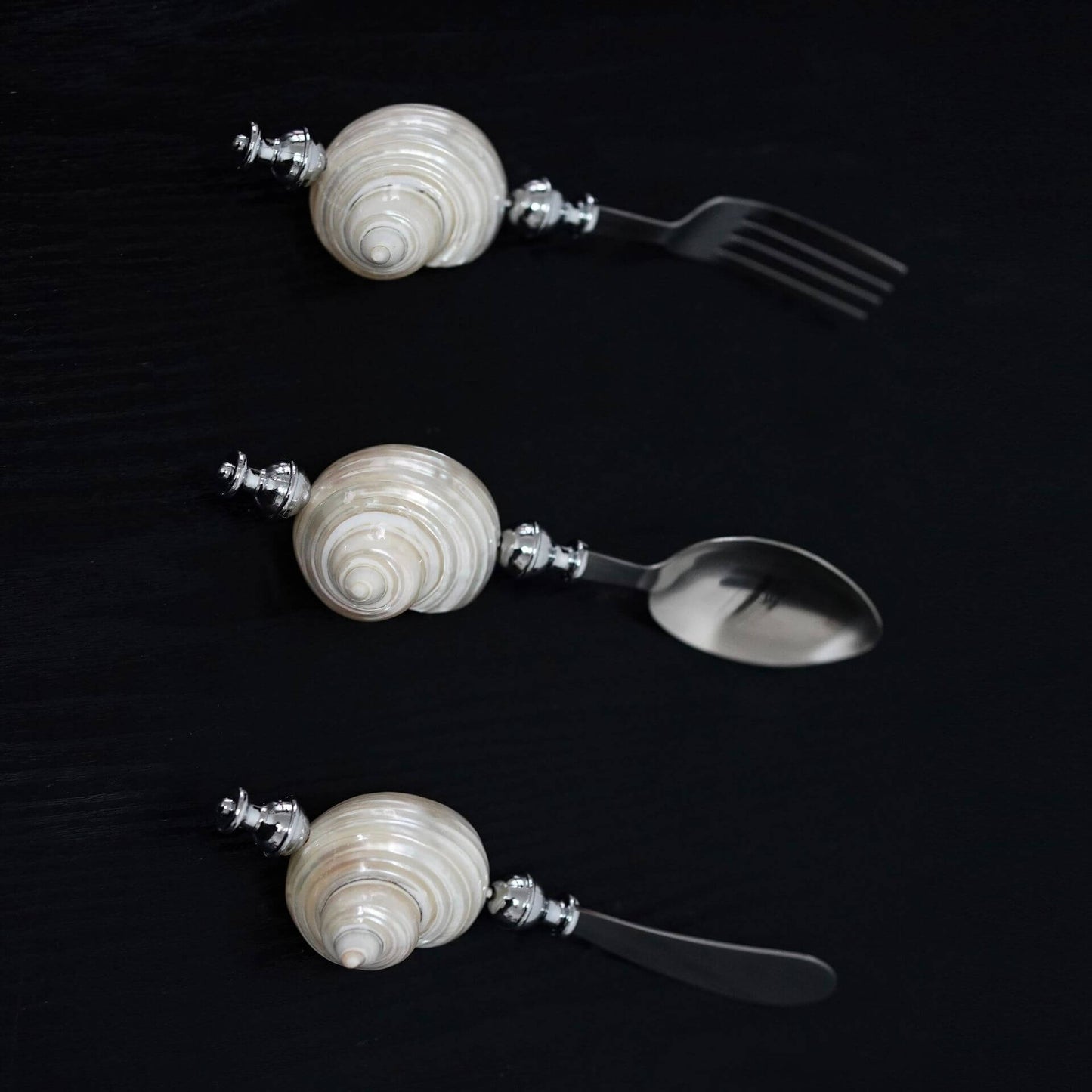 Shell Handle Cutlery Fork Spoon & Butter Knife