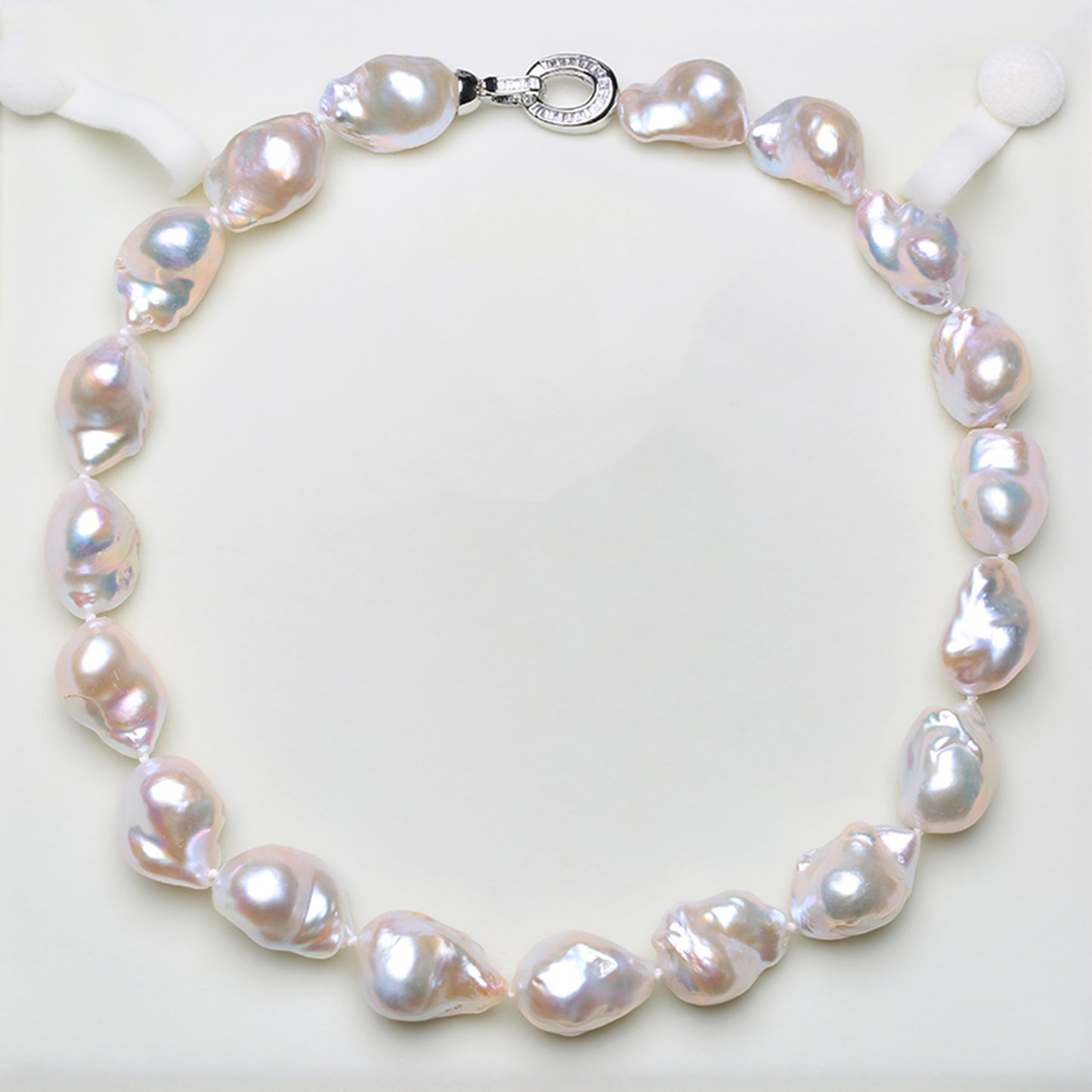Vintage Boho 19-23mm Large Baroque Pearl Necklace Sterling Silver Clasp
