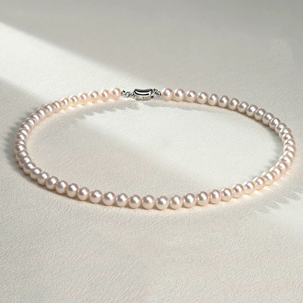 17" Princess AAAA+ (Gem Grade) Perfectly Round White Freshwater Pearl Necklace
