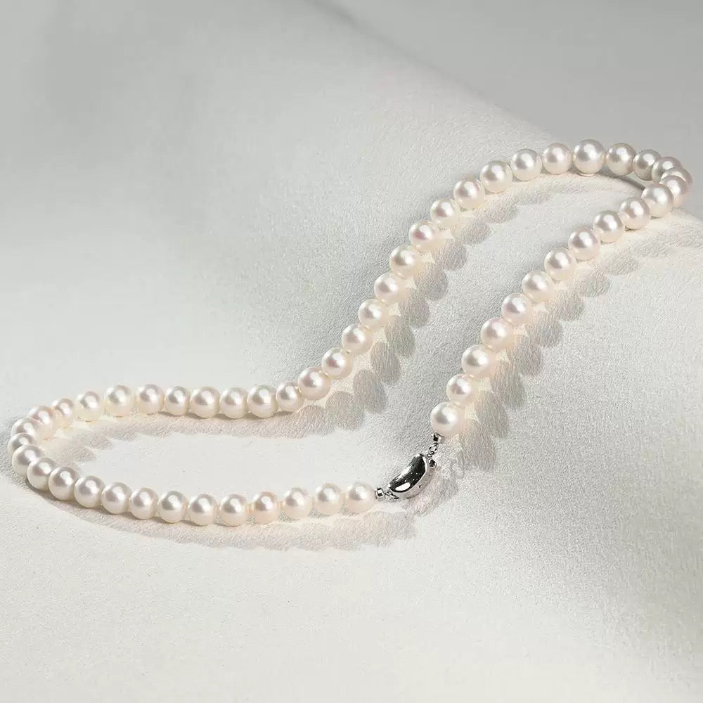 17" Princess AAAA+ (Gem Grade) Perfectly Round White Freshwater Pearl Necklace